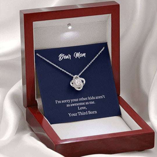 Mom Necklace, Your Third Born I’M Sorry Love Knot Necklace Gift Box For Mom Gifts for Mother (Mom) Rakva