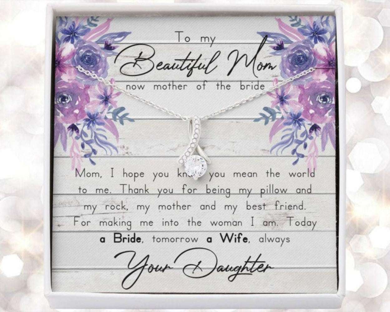 Mom Necktace, To My Mom On My Wedding Day Necklace, Bride To Mom Gift, Mother Of The Bride Gift From Daughter, Wedding Gift For Mom Gifts For Daughter Rakva