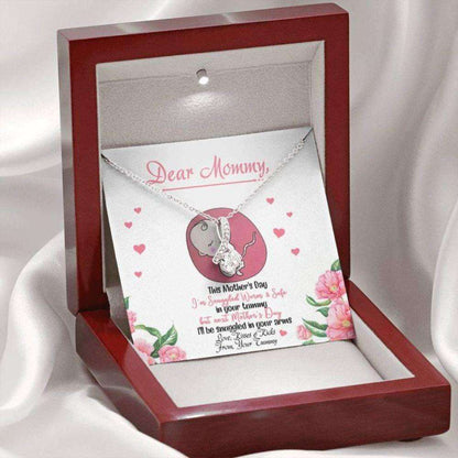 Mommy Necklace, Dear Mommy “ From Your Tummy “ Pregnancy Gift “ Mother’S Day Necklace Gifts For Mom To Be (Future Mom) Rakva