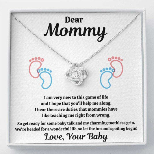 Mommy Necklace, Dear Mommy Œspoiling Baby-Feet White” Love Knot Necklace Gift Gifts For Mom To Be (Future Mom) Rakva