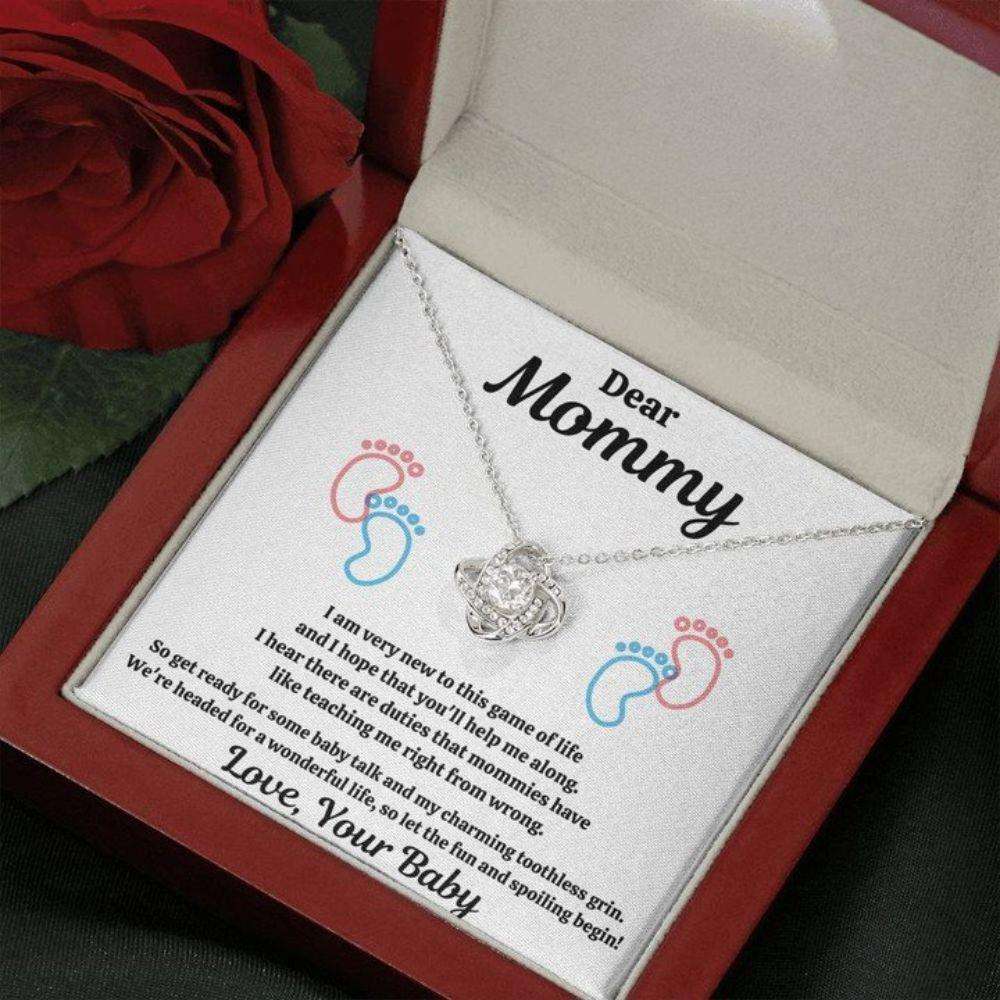 Mommy Necklace, Dear Mommy Œspoiling Baby-Feet White” Love Knot Necklace Gift Gifts For Mom To Be (Future Mom) Rakva