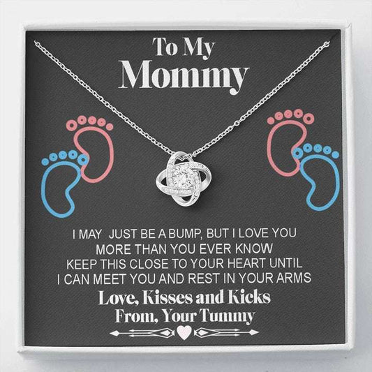 Mommy Necklace, Gift For Mom Love Kisses And Kicks Love Knot Necklace Gifts for Mother (Mom) Rakva