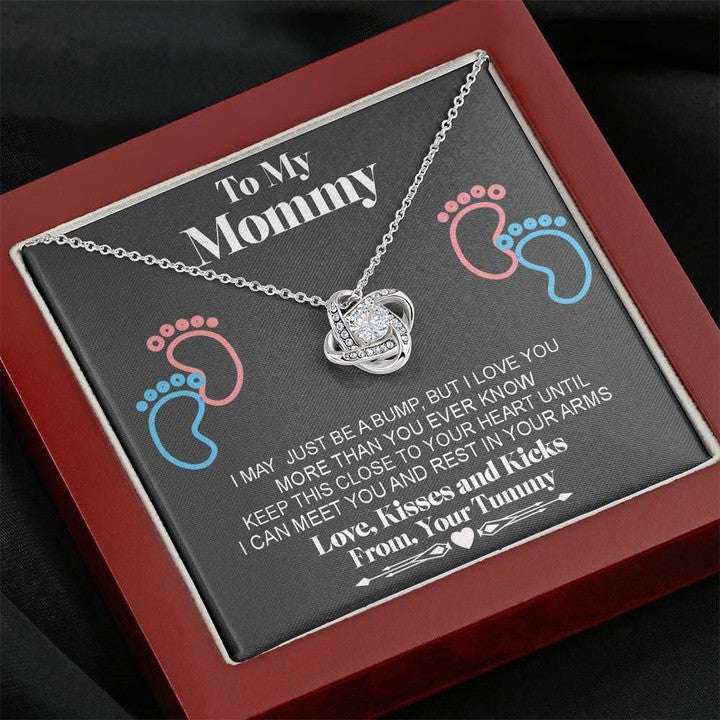 Mommy Necklace, Gift For Mom Love Kisses And Kicks Love Knot Necklace Gifts for Mother (Mom) Rakva