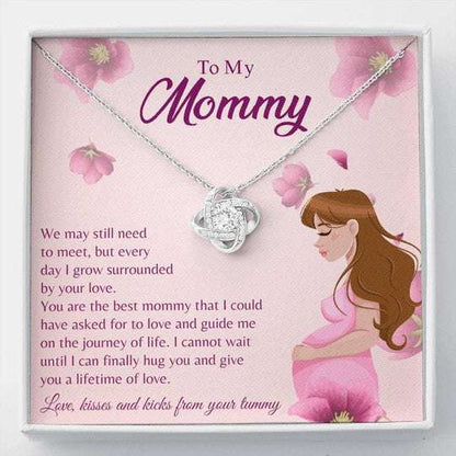 Mommy Necklace, Gift For Mom Love Knot Necklace Love Kisses And Kicks From Your Tummy Gifts for Mother (Mom) Rakva