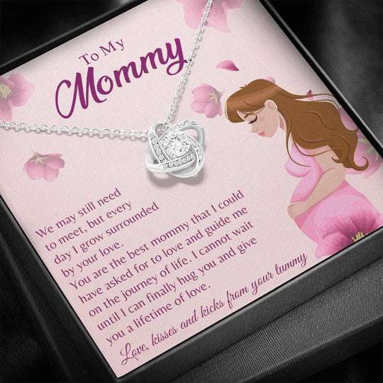 Mommy Necklace, Gift For Mom Love Knot Necklace Love Kisses And Kicks From Your Tummy Gifts for Mother (Mom) Rakva