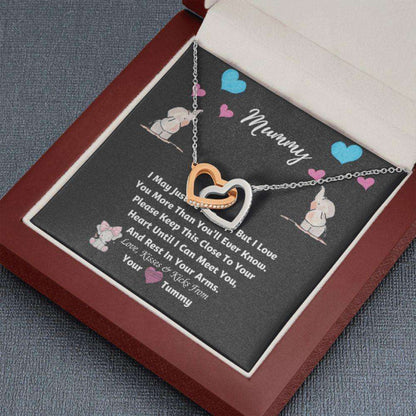 Mommy Necklace, Gift For Mummy From Unborn Baby, Rest In Your Arms Interlocking Necklace Gifts For Mom To Be (Future Mom) Rakva