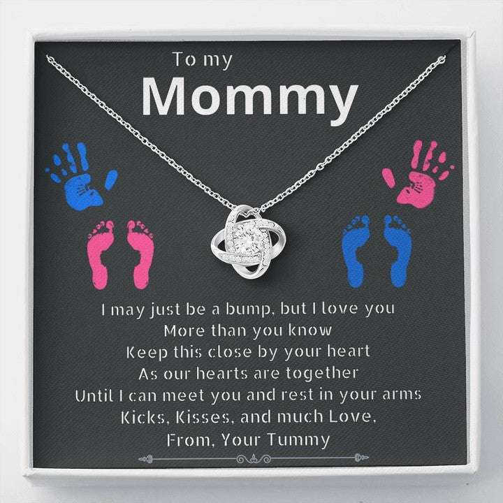 Mommy Necklace, I May Just Be A Bump Love Knot Necklace Gift For Mom Gifts for Mother (Mom) Rakva