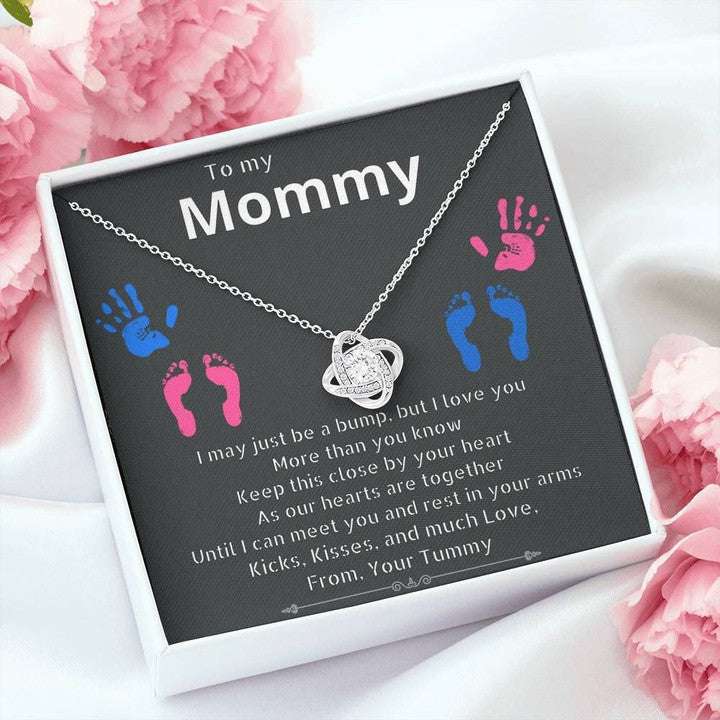 Mommy Necklace, I May Just Be A Bump Love Knot Necklace Gift For Mom Gifts for Mother (Mom) Rakva