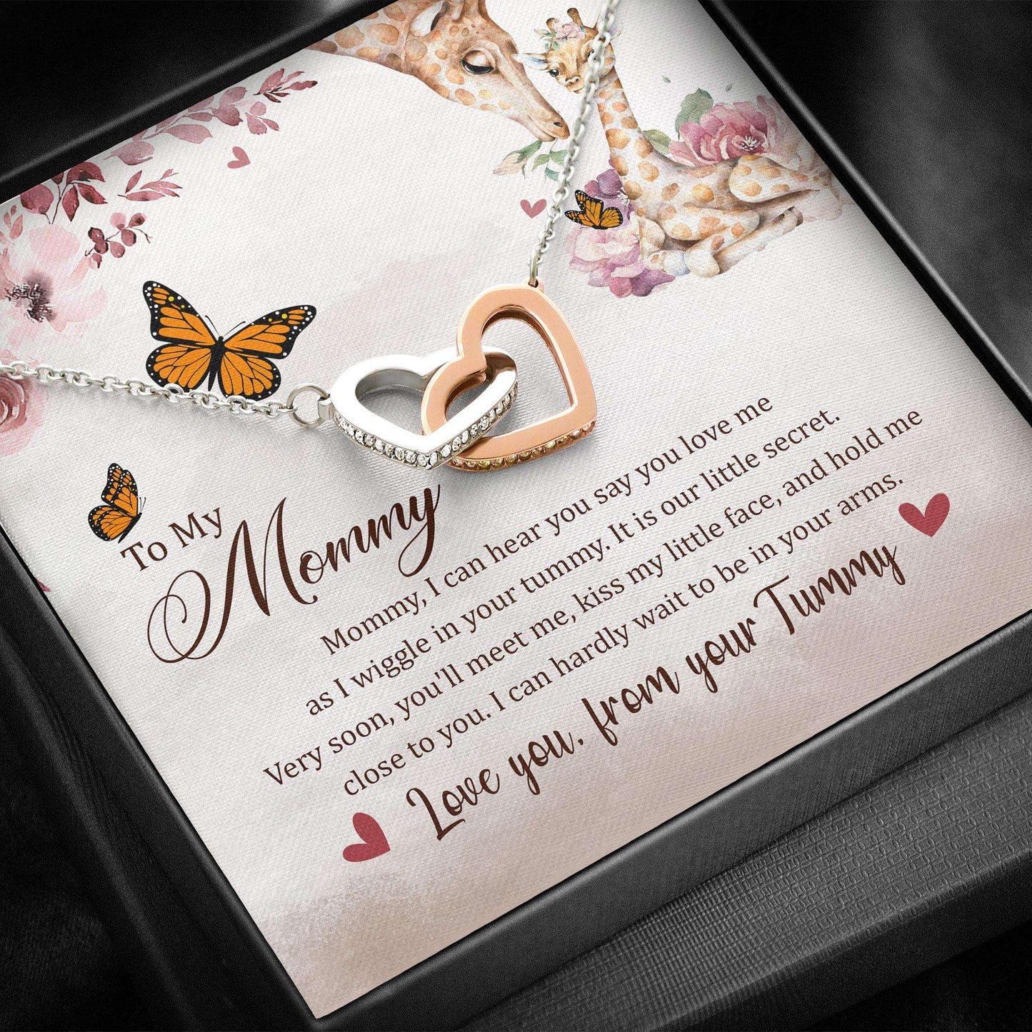 Mommy Necklace, Pregnancy Necklace “ Expecting Mom Gift Mommy Necklace “ Interlocking Heart Gifts for Mother (Mom) Rakva