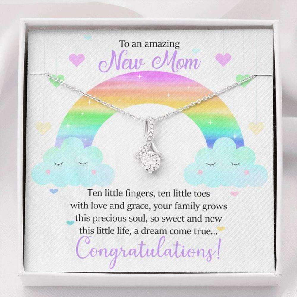 Mommy Necklace, To An Amazing New Mom “ Ten Little Fingers, Ten Little Toes “ Necklace Gifts For Mom To Be (Future Mom) Rakva