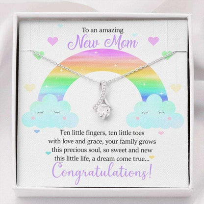 Mommy Necklace, To An Amazing New Mom “ Ten Little Fingers, Ten Little Toes “ Necklace Gifts For Mom To Be (Future Mom) Rakva