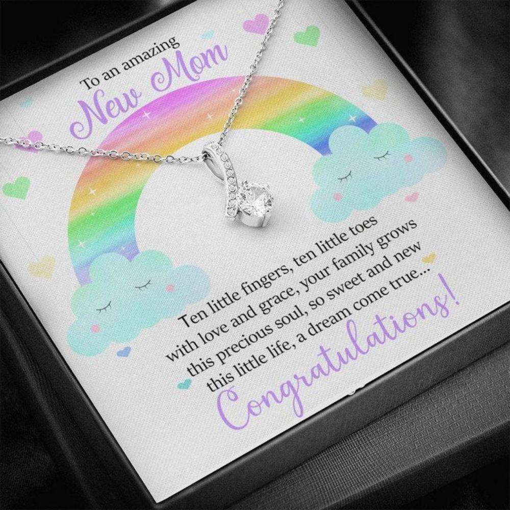 Mommy Necklace, To An Amazing New Mom “ Ten Little Fingers, Ten Little Toes “ Necklace Gifts For Mom To Be (Future Mom) Rakva