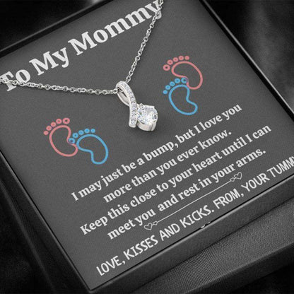 Mommy Necklace, To My Mommy Œbaby Feet “ Gray” Alluring Beauty Necklace Gift Gifts For Mom To Be (Future Mom) Rakva