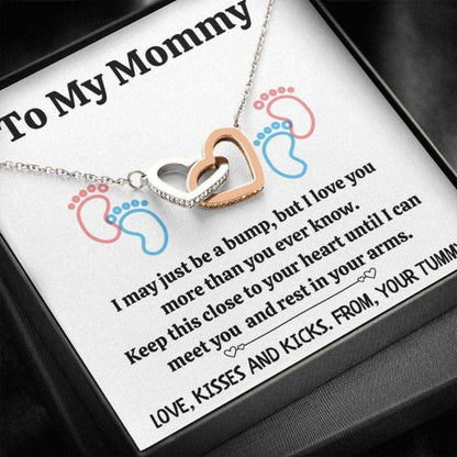 Mommy Necklace, To My Mommy Œbaby Feet “ White” Interlocked Hearts Necklace Gift Gifts For Mom To Be (Future Mom) Rakva