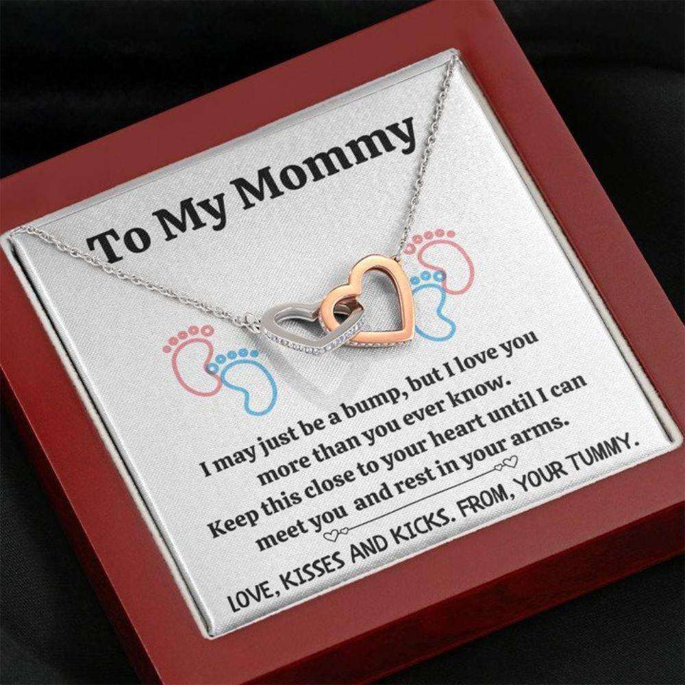 Mommy Necklace, To My Mommy Œbaby Feet “ White” Interlocked Hearts Necklace Gift Gifts For Mom To Be (Future Mom) Rakva