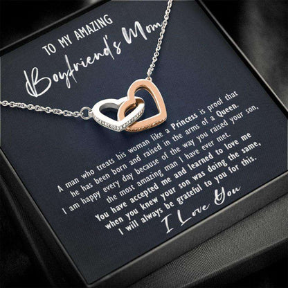 Mother In Law Necklace, Boyfriend’S Mom Mother Day Gift, Birthday Necklace For Boyfriend Mom, Future Mother In Law Meaning Gift With Interlocking Heart Necklace Gifts for Mother In Law Rakva