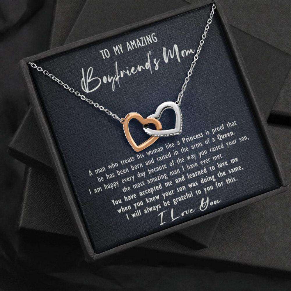 Mother In Law Necklace, Boyfriend’S Mom Mother Day Gift, Birthday Necklace For Boyfriend Mom, Future Mother In Law Meaning Gift With Interlocking Heart Necklace Gifts for Mother In Law Rakva