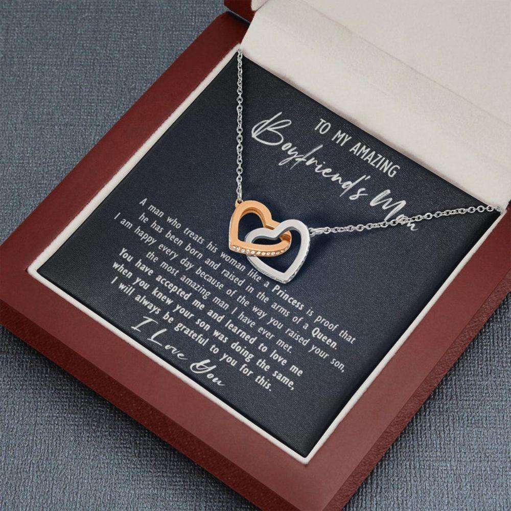 Mother In Law Necklace, Boyfriend’S Mom Mother Day Gift, Birthday Necklace For Boyfriend Mom, Future Mother In Law Meaning Gift With Interlocking Heart Necklace Gifts for Mother In Law Rakva