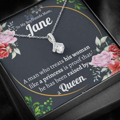 Mother In Law Necklace, Boyfriend’S Mom Necklace Gift, Necklace For Women, Raised By A Queen, Alluring Beauty Necklace Gifts for Mother In Law Rakva