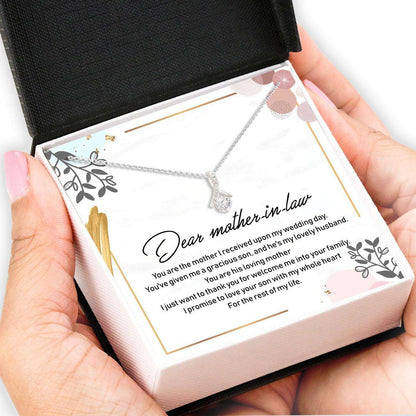 Mother-In-Law Necklace “ Dear Mother-In-Law Necklace Card Message “ Alluring Beauty Necklace, Jewelry For Her Gifts for Mother (Mom) Rakva