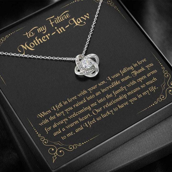 Mother-In-Law Necklace, Future Mother In Law I Fell In Love With Your Son Love Knot Necklace Gifts for Mother (Mom) Rakva