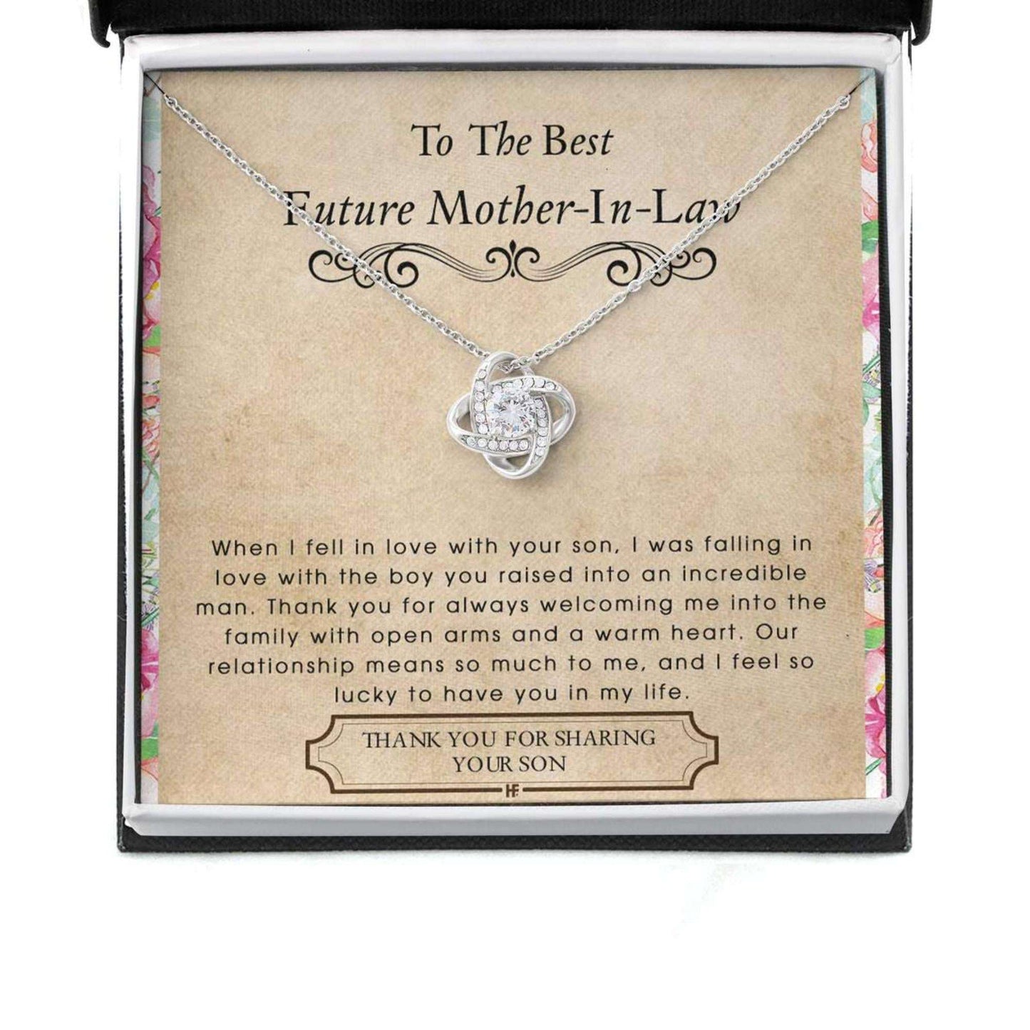 Mother-In-Law Necklace, Future Mother In Law Necklace: Gift For Mother’S Day From Future Daughter, Message Card Love Knot Necklaces Gifts For Daughter Rakva