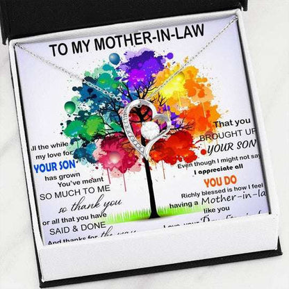 Mother-In-Law Necklace, Gift For Mom-In-Law That You Brought Up Your Son Forever Love Necklace Gifts for Mother (Mom) Rakva