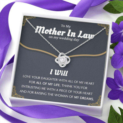 Mother-In-Law Necklace, Gift For Mother In Law From Son In Law, Thank You For Entrusting Me With A Piece Of Your Heart Love Knot Necklace Gifts for Mother In Law Rakva