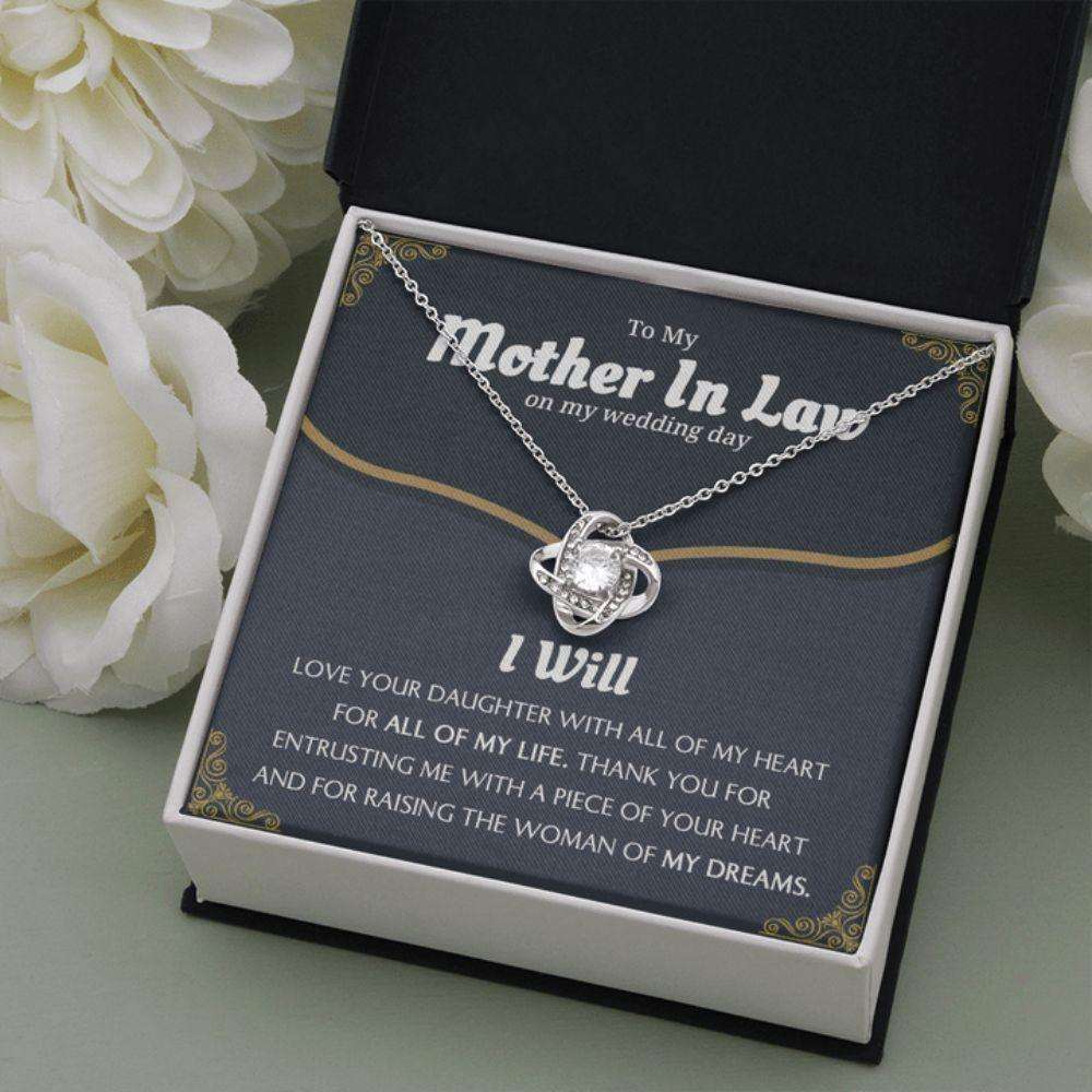 Mother-In-Law Necklace, Gift For Mother In Law From Son In Law, Thank You For Entrusting Me With A Piece Of Your Heart Love Knot Necklace Gifts for Mother In Law Rakva