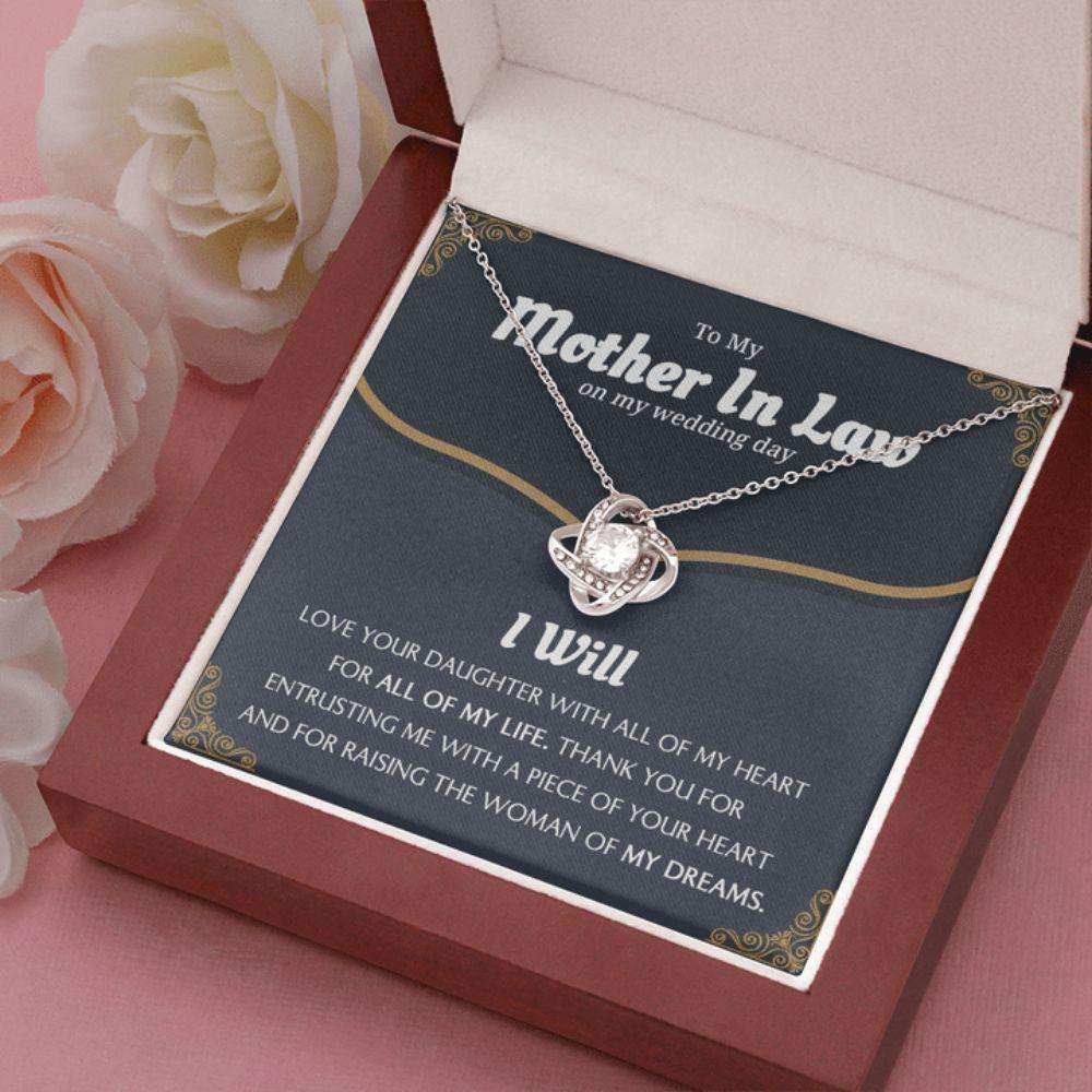 Mother-In-Law Necklace, Gift For Mother In Law From Son In Law, Thank You For Entrusting Me With A Piece Of Your Heart Love Knot Necklace Gifts for Mother In Law Rakva