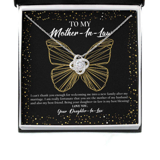 Mother In Law Necklace, Gift For Mother’S Day Can’T Thank You Enough, Butterfly Love Knot Necklace Gifts for Mother (Mom) Rakva