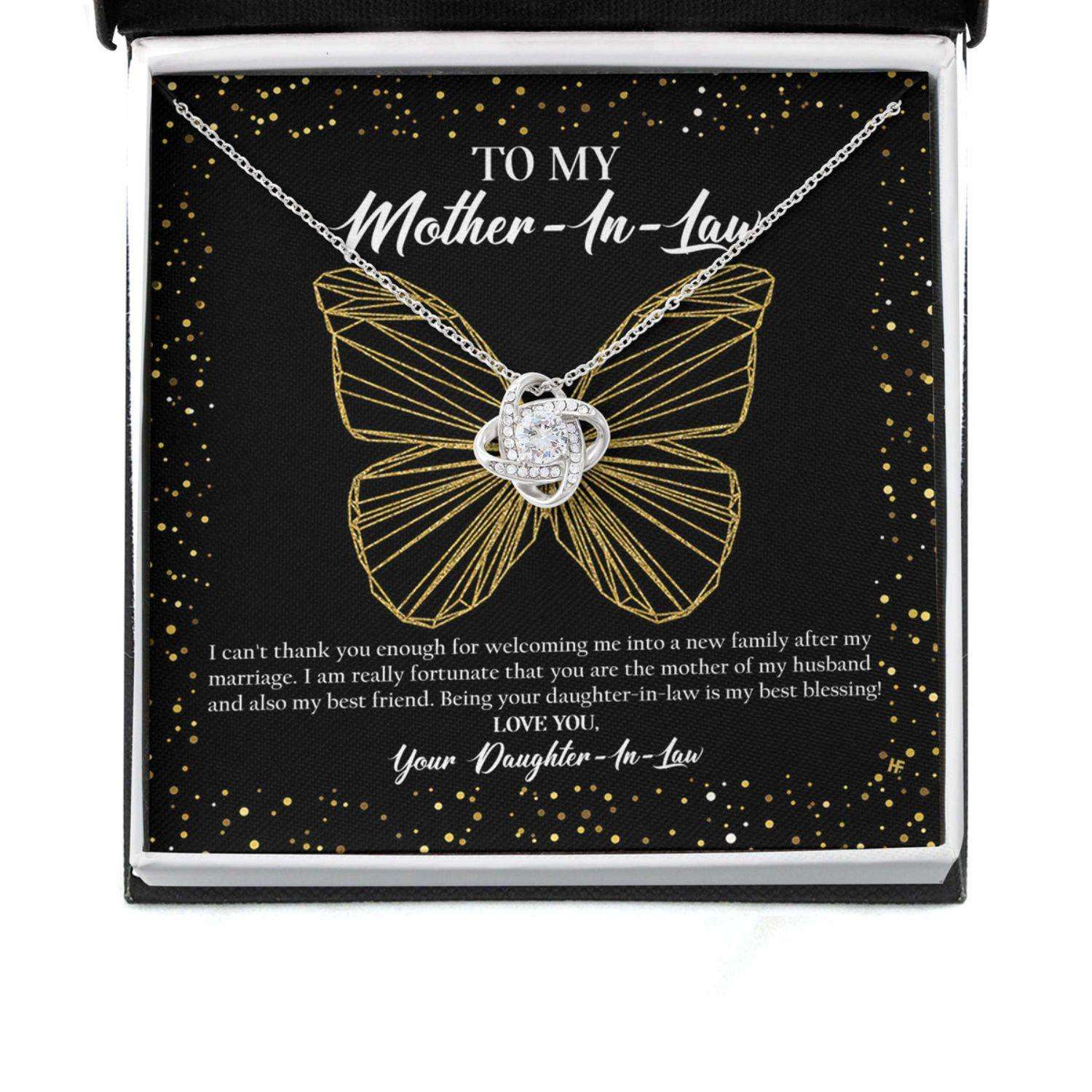 Mother In Law Necklace, Gift For Mother’S Day Can’T Thank You Enough, Butterfly Love Knot Necklace Gifts for Mother (Mom) Rakva