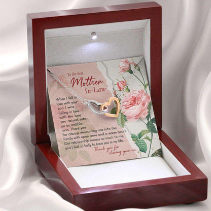 Mother In Law Necklace, Gift For Mother’S Day From Daughter, Message Card Hearts Necklace Gifts For Daughter Rakva