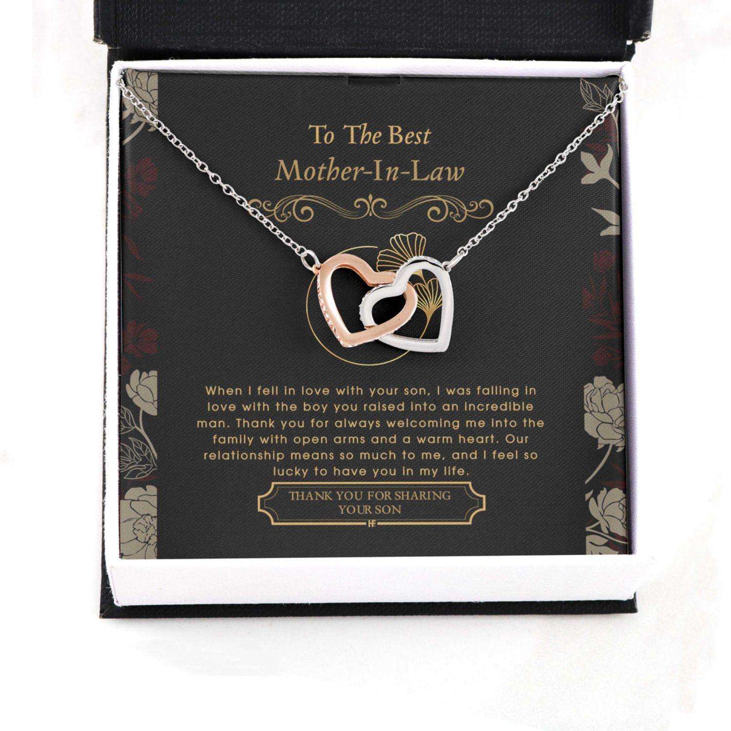 Mother In Law Necklace, Gift For Mother’S Day From Daughter V1, Message Card Hearts Necklace Gifts For Daughter Rakva