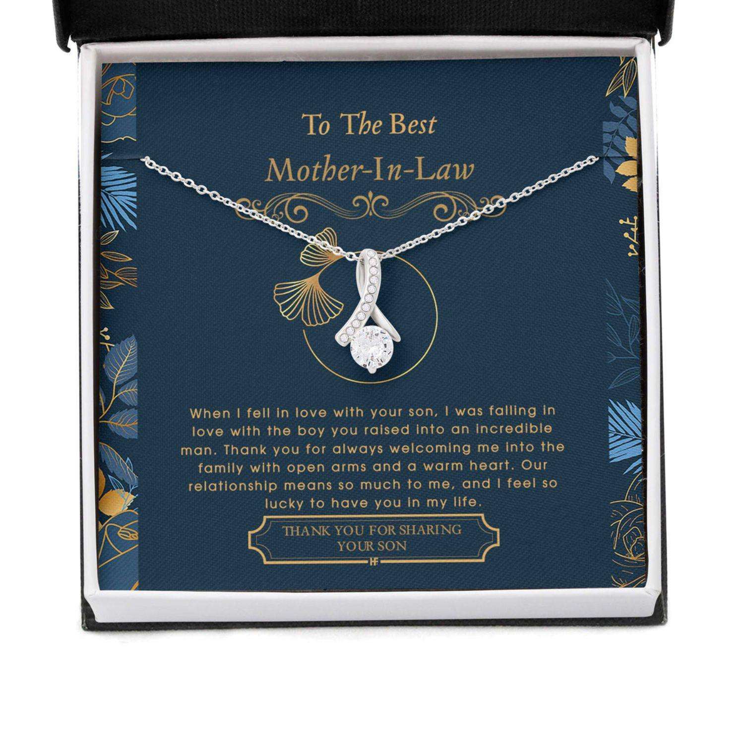 Mother In Law Necklace, Gift For Mother’S Day From Daughter V2, Message Card Beauty Necklace Gifts For Daughter Rakva