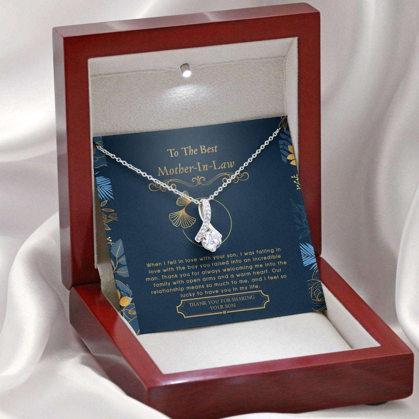 Mother In Law Necklace, Gift For Mother’S Day From Daughter V2, Message Card Beauty Necklace Gifts For Daughter Rakva