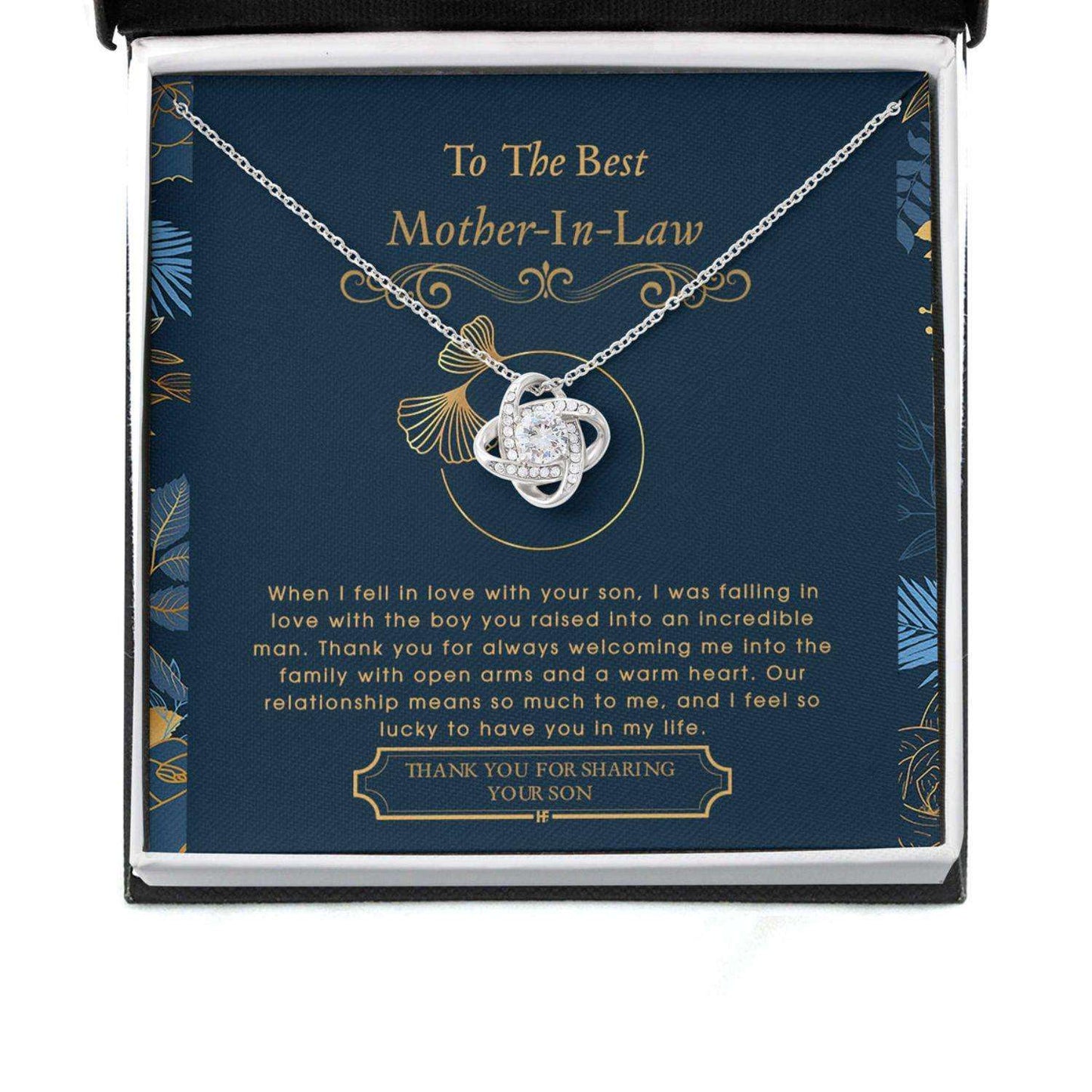 Mother In Law Necklace, Gift For Mother’S Day From Daughter V2, Message Card Love Knot Necklace Gifts For Daughter Rakva