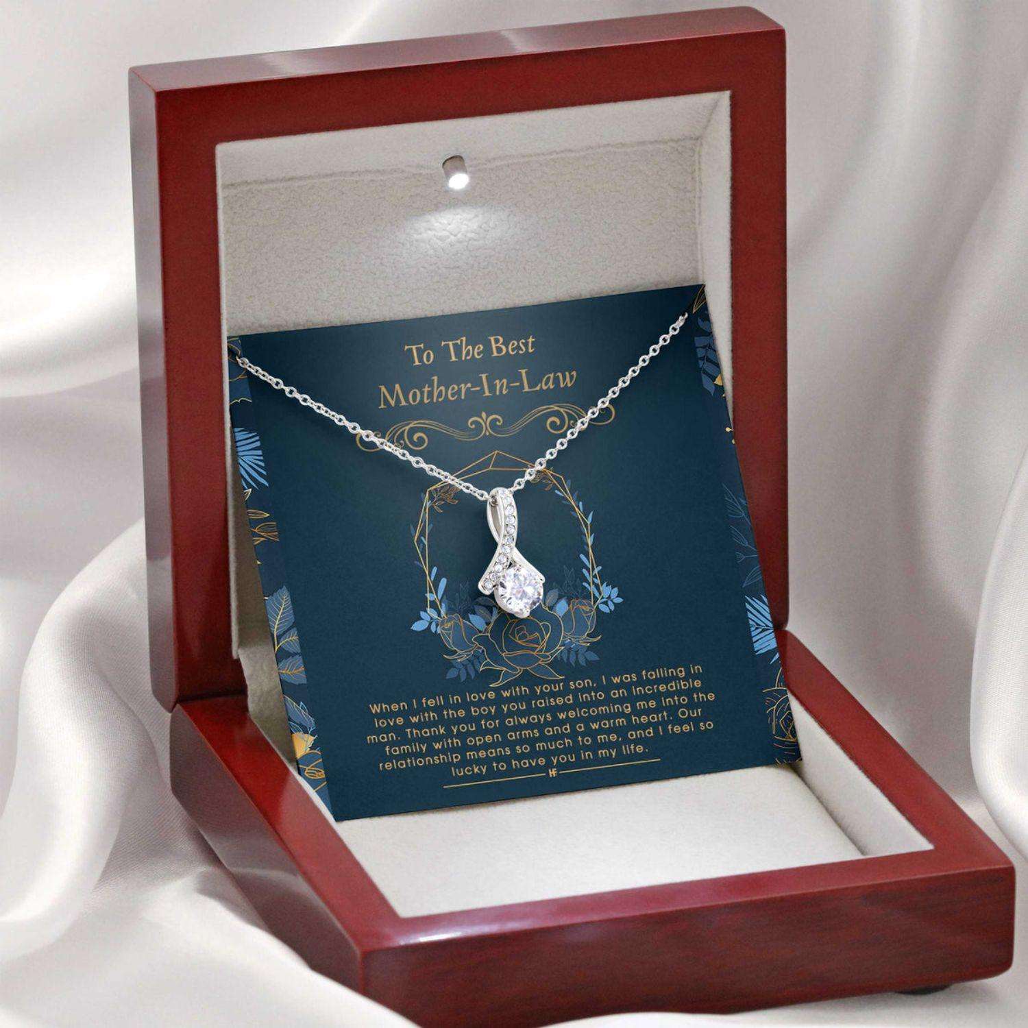 Mother In Law Necklace, Gift For Mother’S Day From Daughter V3, Message Card Beauty Necklace Gifts For Daughter Rakva