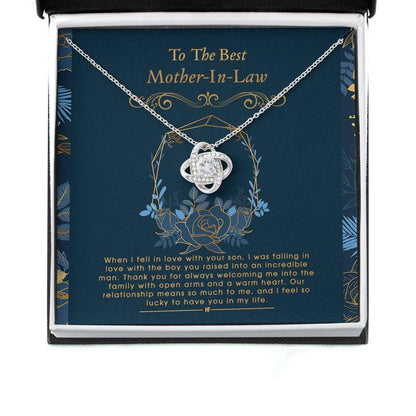 Mother In Law Necklace, Gift For Mother’S Day From Daughter V3, Message Card Love Knot Necklace Gifts For Daughter Rakva