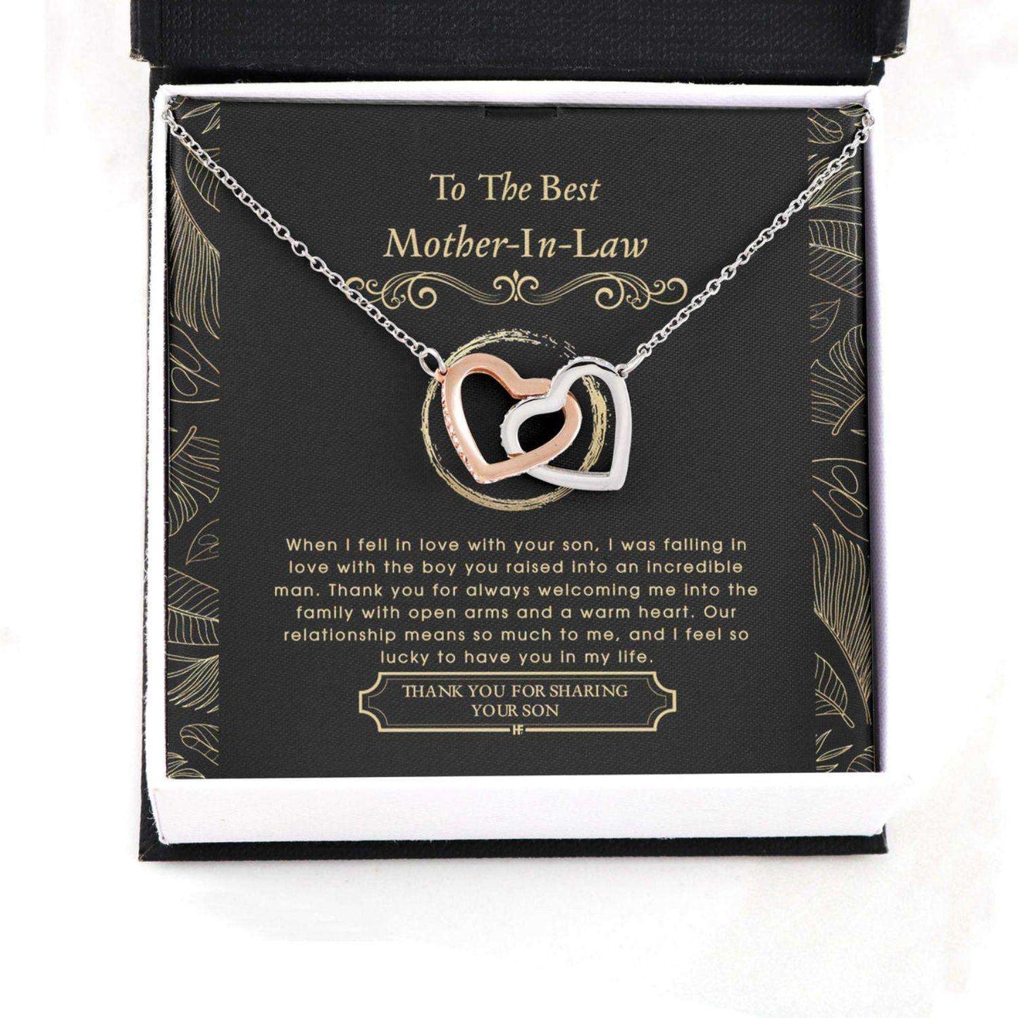 Mother In Law Necklace, Gift For Mother’S Day From Daughter V4, Message Card Hearts Necklace Gifts For Daughter Rakva