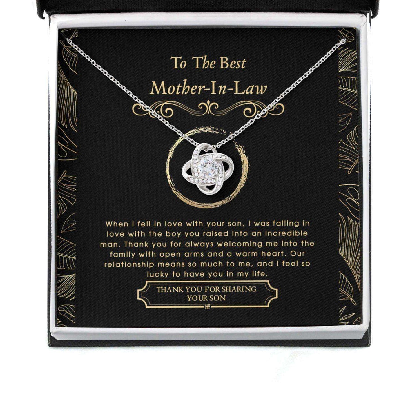 Mother In Law Necklace, Gift For Mother’S Day From Daughter V4, Message Card Love Knot Necklace Gifts For Daughter Rakva