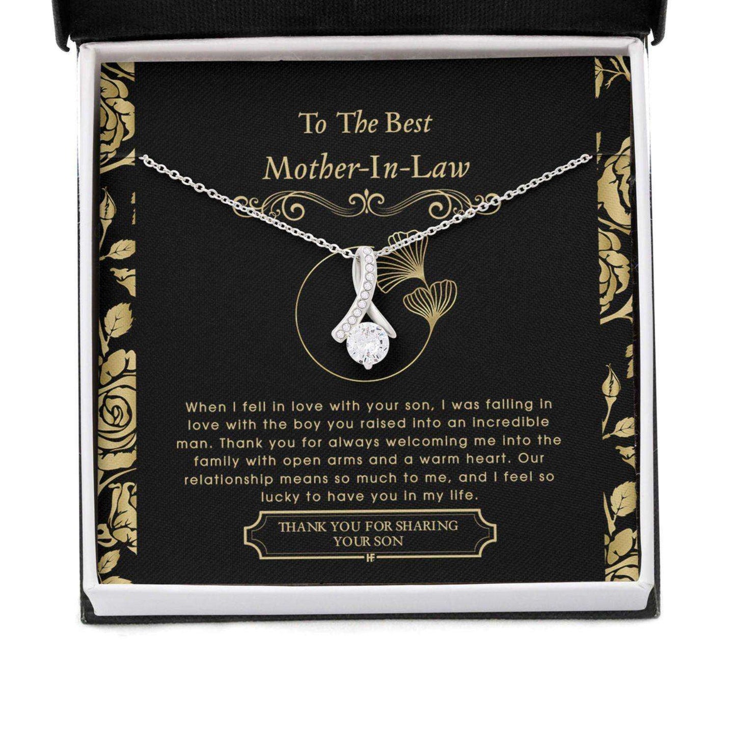 Mother In Law Necklace, Gift For Mother’S Day From Daughter V6, Message Card Beauty Necklace Gifts For Daughter Rakva