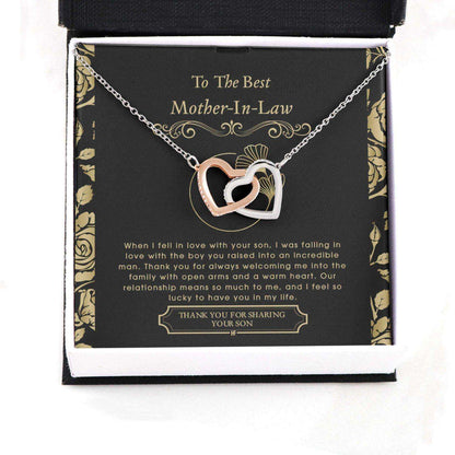 Mother In Law Necklace, Gift For Mother’S Day From Daughter V6, Message Card Hearts Necklace Gifts For Daughter Rakva