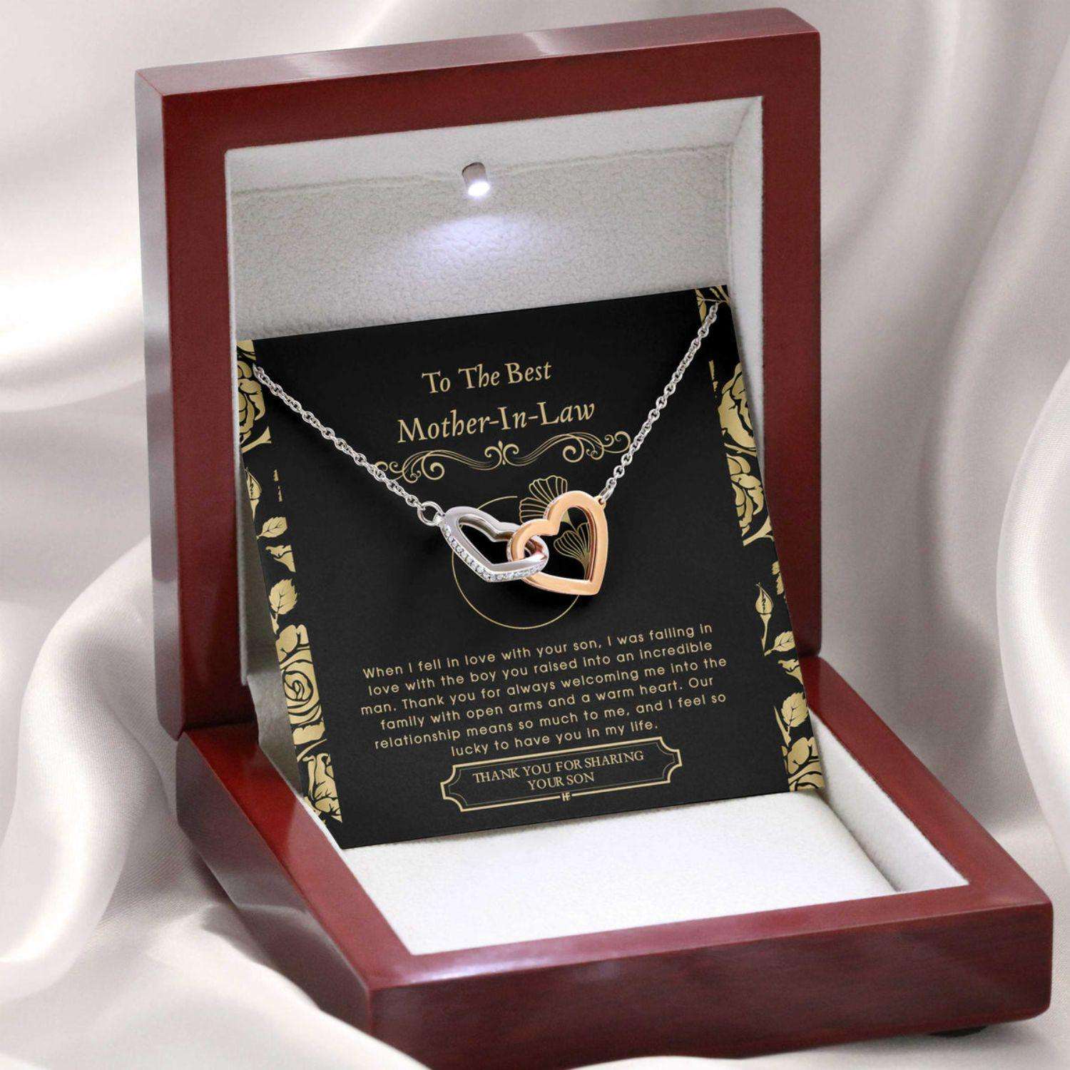 Mother In Law Necklace, Gift For Mother’S Day From Daughter V6, Message Card Hearts Necklace Gifts For Daughter Rakva