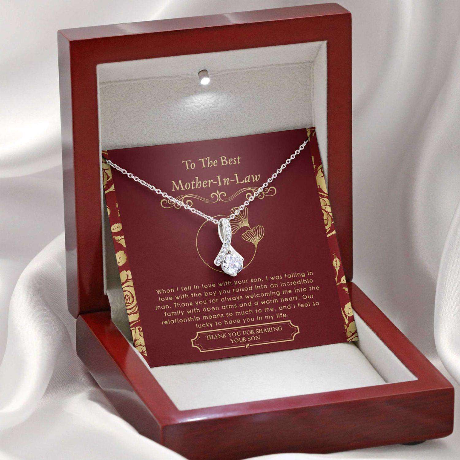 Mother In Law Necklace, Gift For Mother’S Day From Daughter V7, Message Card Beauty Necklace Gifts For Daughter Rakva