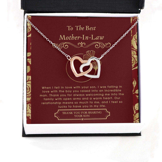 Mother In Law Necklace, Gift For Mother’S Day From Daughter V7, Message Card Hearts Necklace Gifts For Daughter Rakva