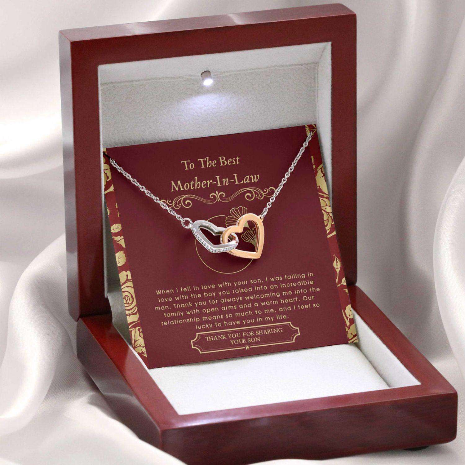 Mother In Law Necklace, Gift For Mother’S Day From Daughter V7, Message Card Hearts Necklace Gifts For Daughter Rakva