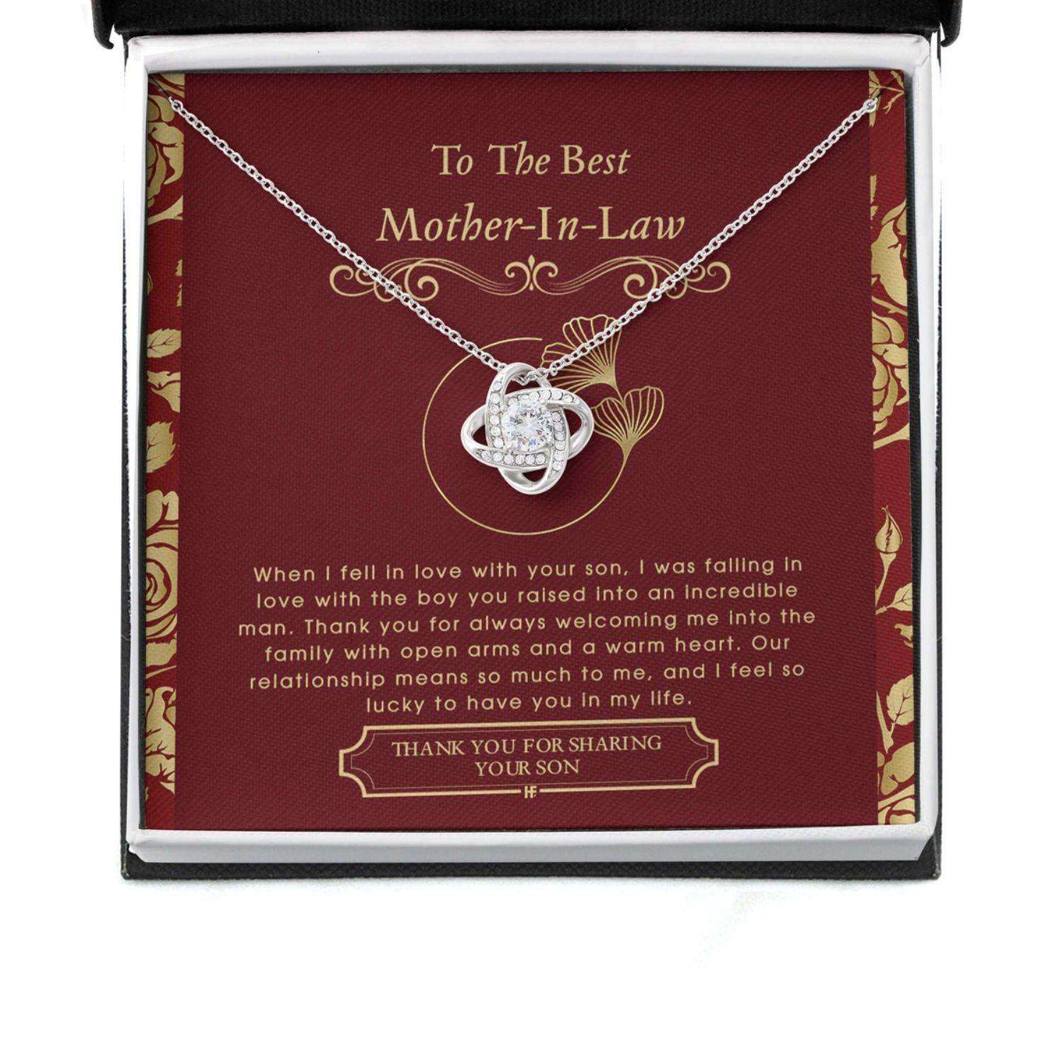 Mother In Law Necklace, Gift For Mother’S Day From Daughter V7, Message Card Love Knot Necklace Gifts For Daughter Rakva