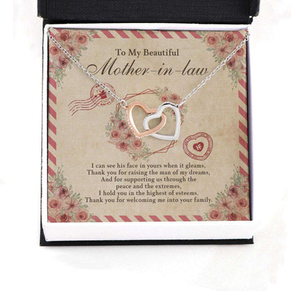 Mother In Law Necklace, Gift For Mother’S Day My Beautiful Mother In Law, Letter Message Card Hearts Necklace Gifts for Mother (Mom) Rakva