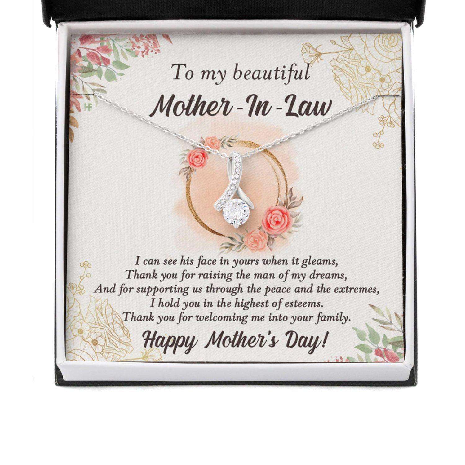 Mother In Law Necklace, Gift For Mother’S Day My Beautiful Mother In Law, Message Card Beauty Necklace Gifts for Mother (Mom) Rakva